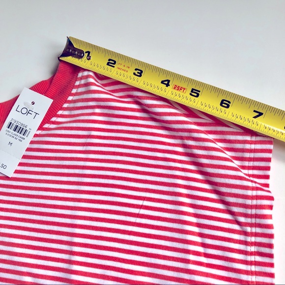 NEW LOFT Striped Wedge Tee Shirt Orange Large Short Sleeve Women’s - Picture 9 of 15